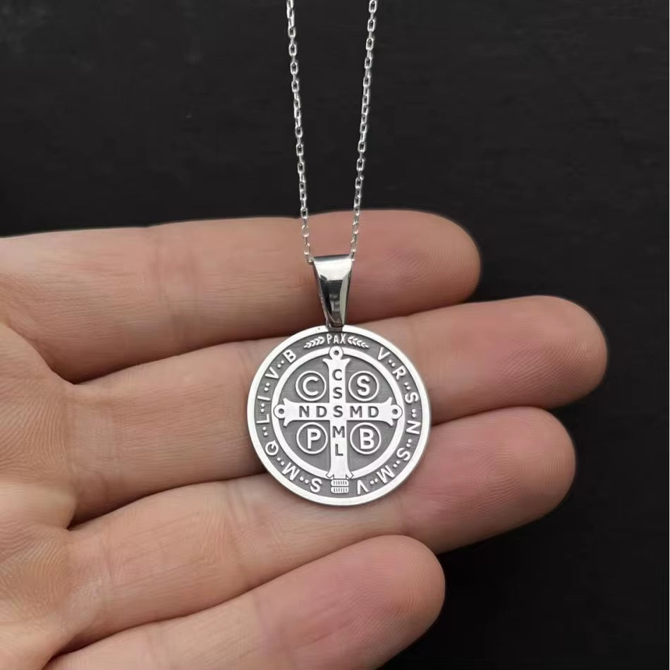 Medalla de San Benito de Acero Inoxidable – Protección Espiritual y Bendición
