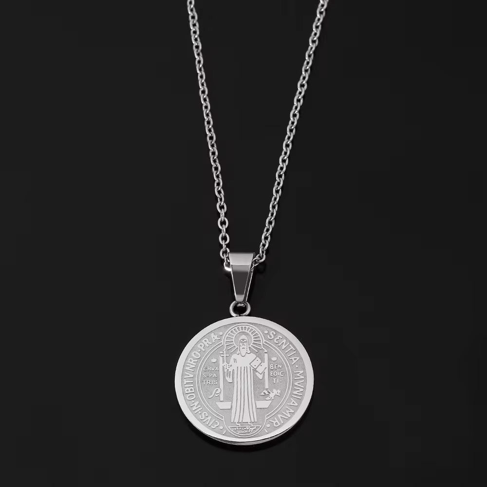 Medalla de San Benito de Acero Inoxidable – Protección Espiritual y Bendición